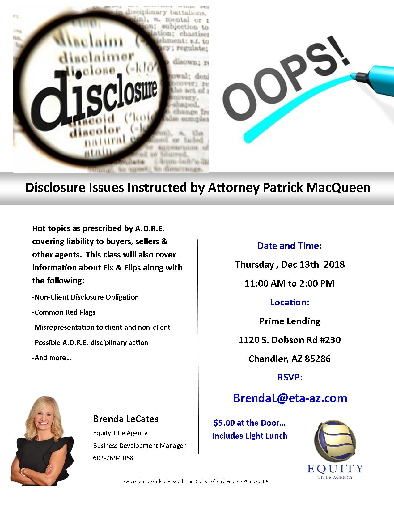 Disclosure Issues with Patrick MacQueen