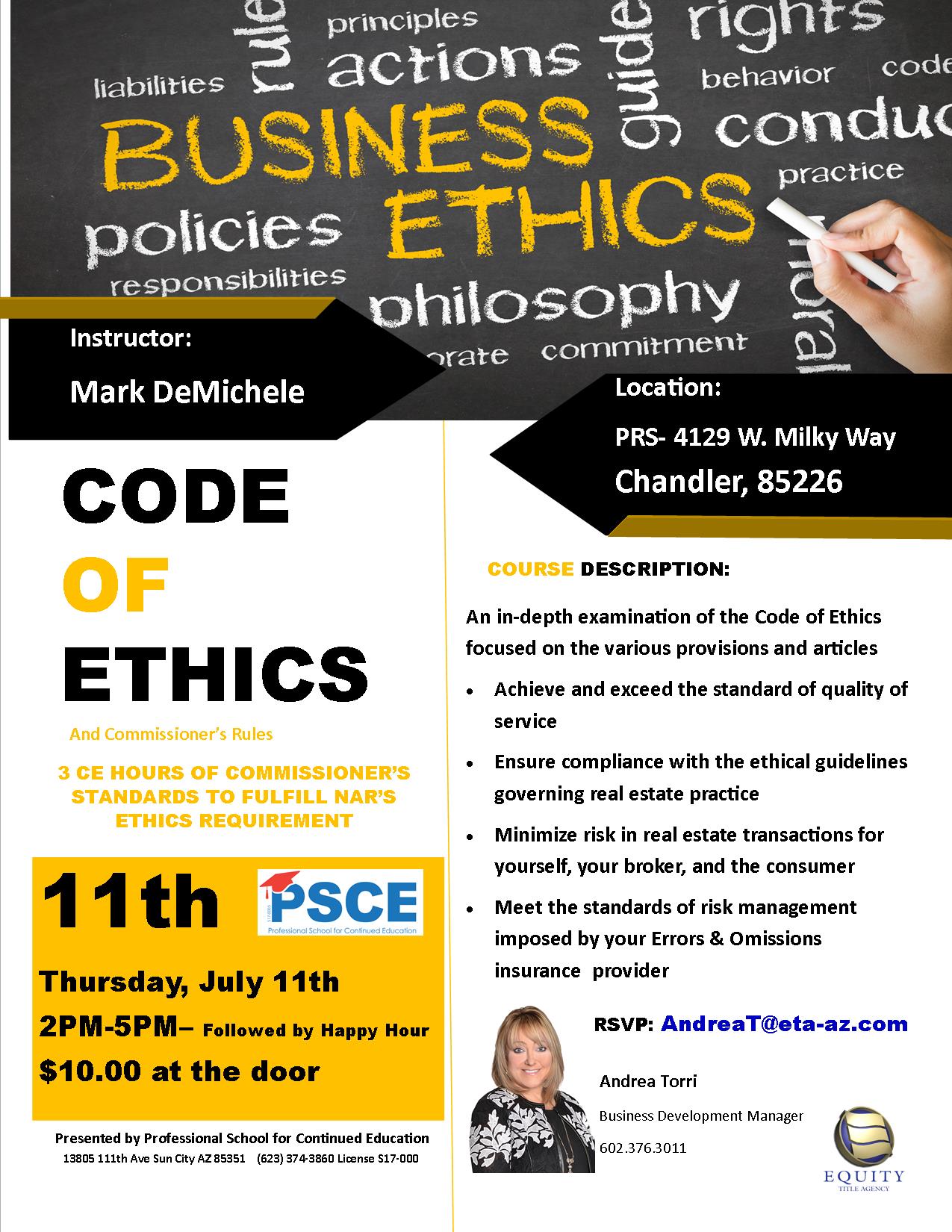 Code of Ethics CE Class