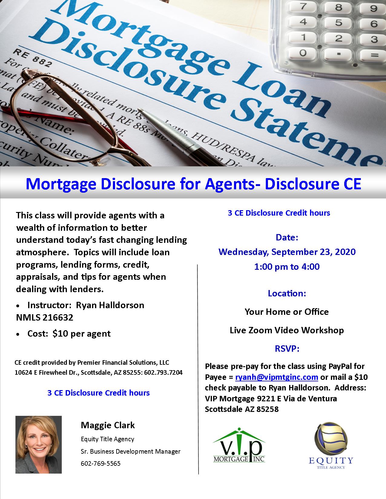 Mortgage Disclosure for Agents CE Class